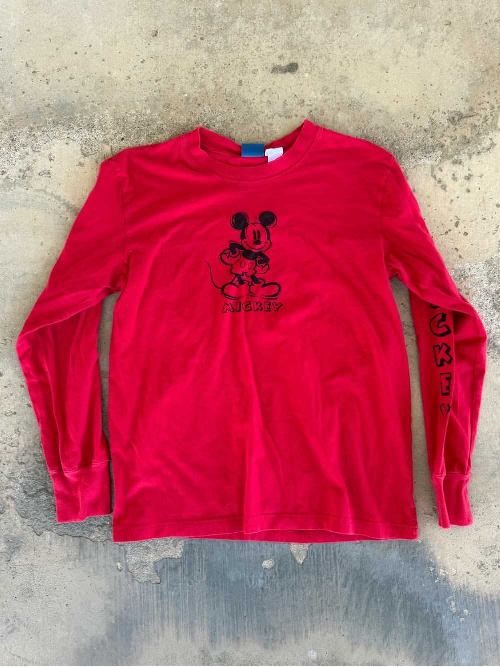 Vintage Disney Mickey Mouse Red Long Sleeve Graphic Shirt – Size Medium